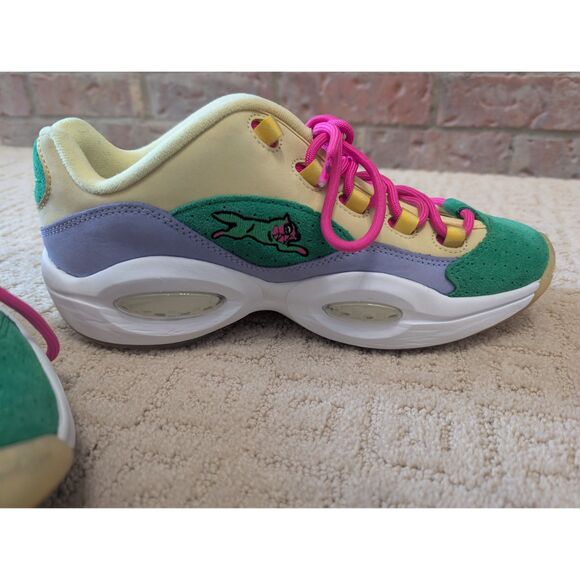Reebok BBC Question Low Shoes Mens 9.5 Allen Iverson Ice Cream Yellow Green - Picture 2 of 16